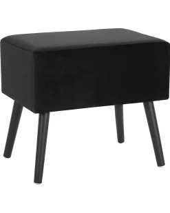 Mesa De Cabeceira Com 1 Gaveta Em Veludo Preta Eurostar