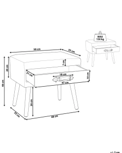 Mesa De Cabeceira Com 1 Gaveta Em Veludo Preta Eurostar