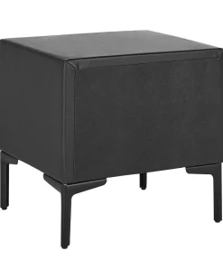 Mesa De Cabeceira Com 2 Gavetas Em Pele Sintetica Preta Sezanne