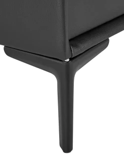 Mesa De Cabeceira Com 2 Gavetas Em Pele Sintetica Preta Sezanne