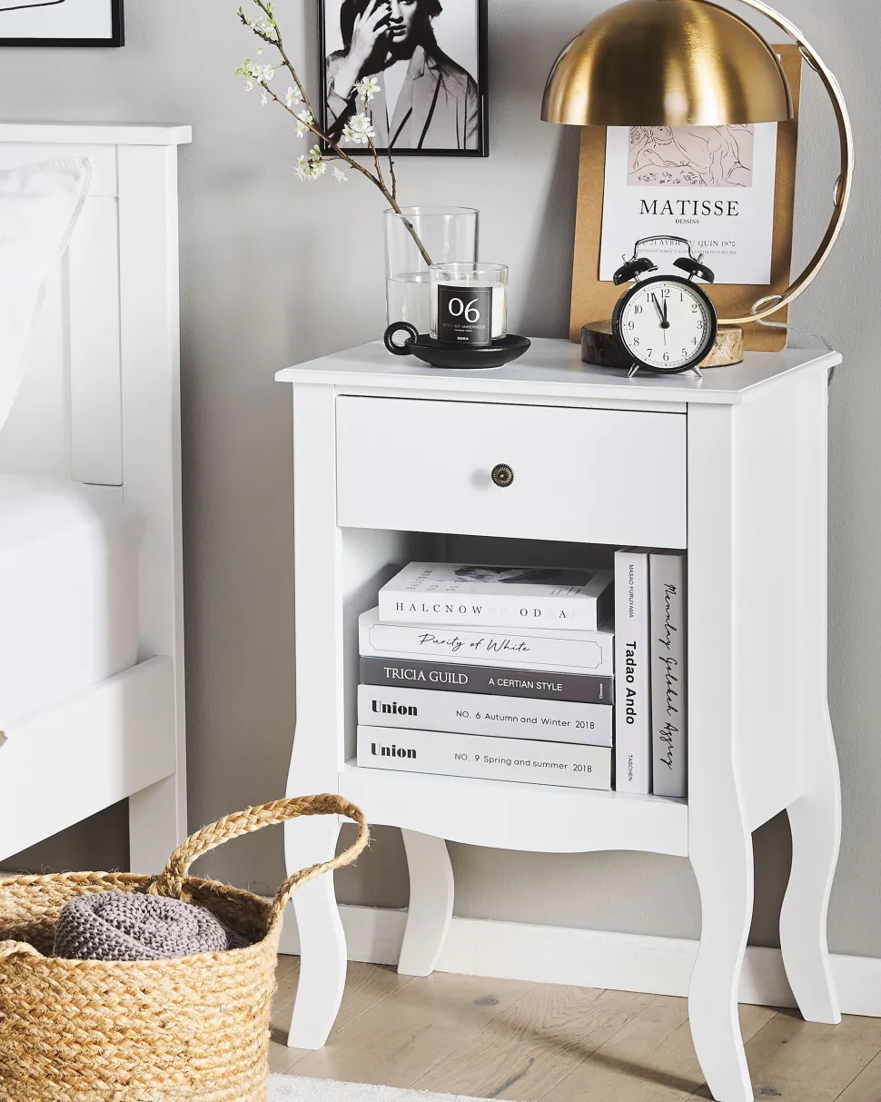 Mesa De Cabeceira Com 1 Gaveta Branca Lane