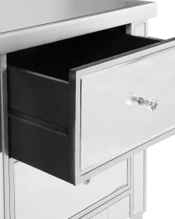 Mesa De Cabeceira Com 2 Gavetas Em Efeito Espelhado Prateado Tigy