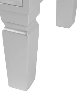 Mesa De Cabeceira Com 2 Gavetas Em Efeito Espelhado Prateado Tigy