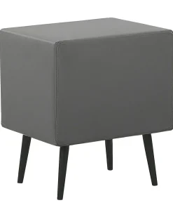 Mesa De Cabeceira Com 2 Gavetas Em Pele Sintetica Cinzenta Essonne