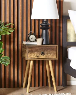 Mesa De Cabeceira Com 1 Gaveta Em Madeira Escura Batley