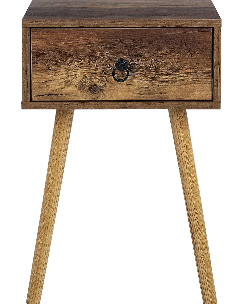 Mesa De Cabeceira Com 1 Gaveta Em Madeira Escura Batley