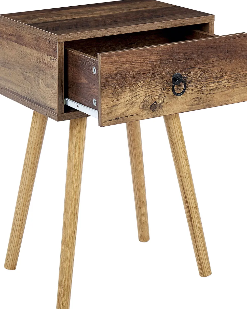 Mesa De Cabeceira Com 1 Gaveta Em Madeira Escura Batley