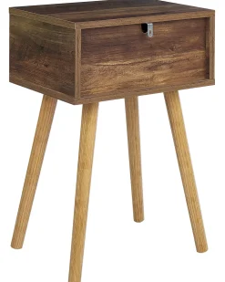 Mesa De Cabeceira Com 1 Gaveta Em Madeira Escura Batley