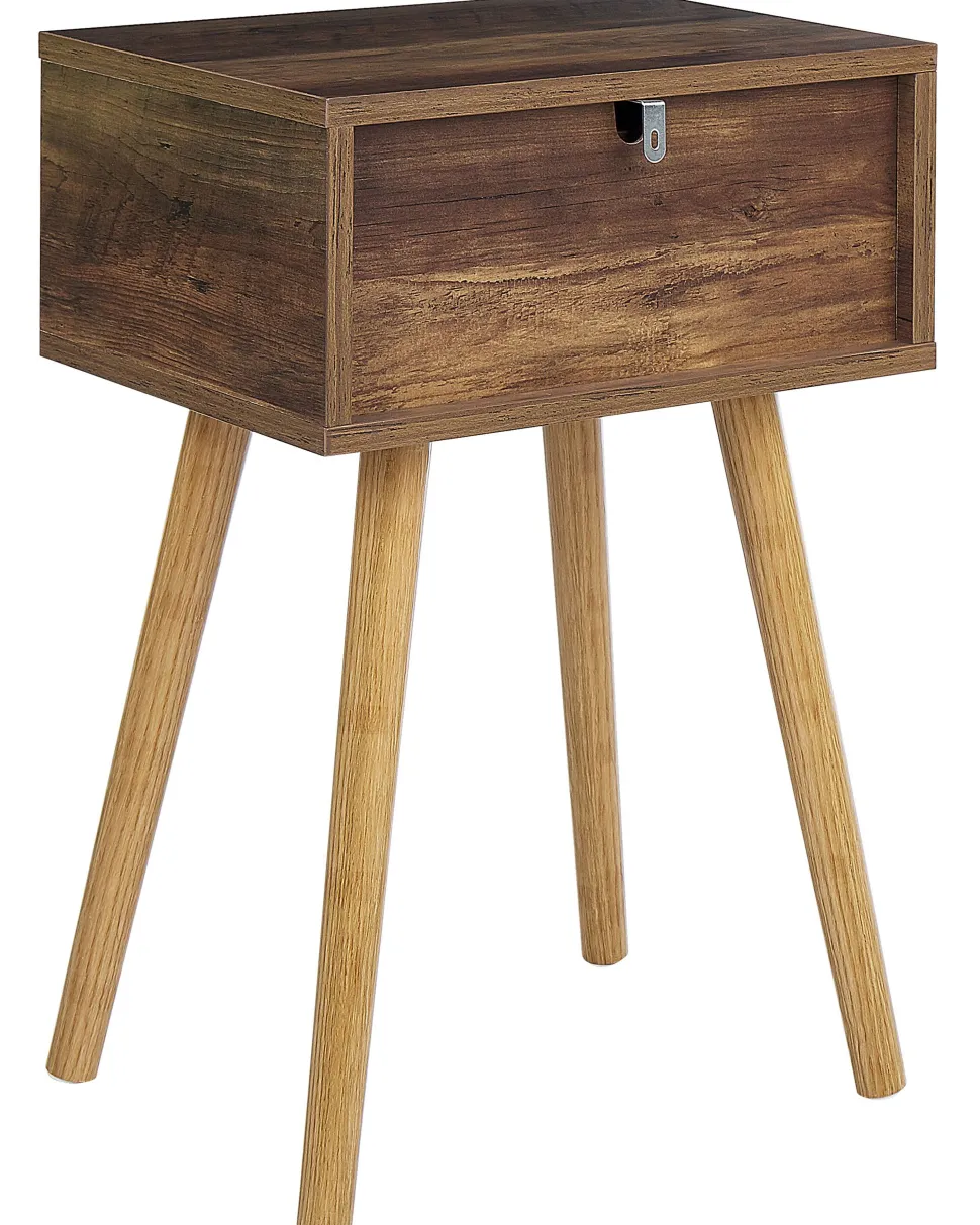 Mesa De Cabeceira Com 1 Gaveta Em Madeira Escura Batley