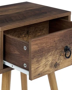 Mesa De Cabeceira Com 1 Gaveta Em Madeira Escura Batley