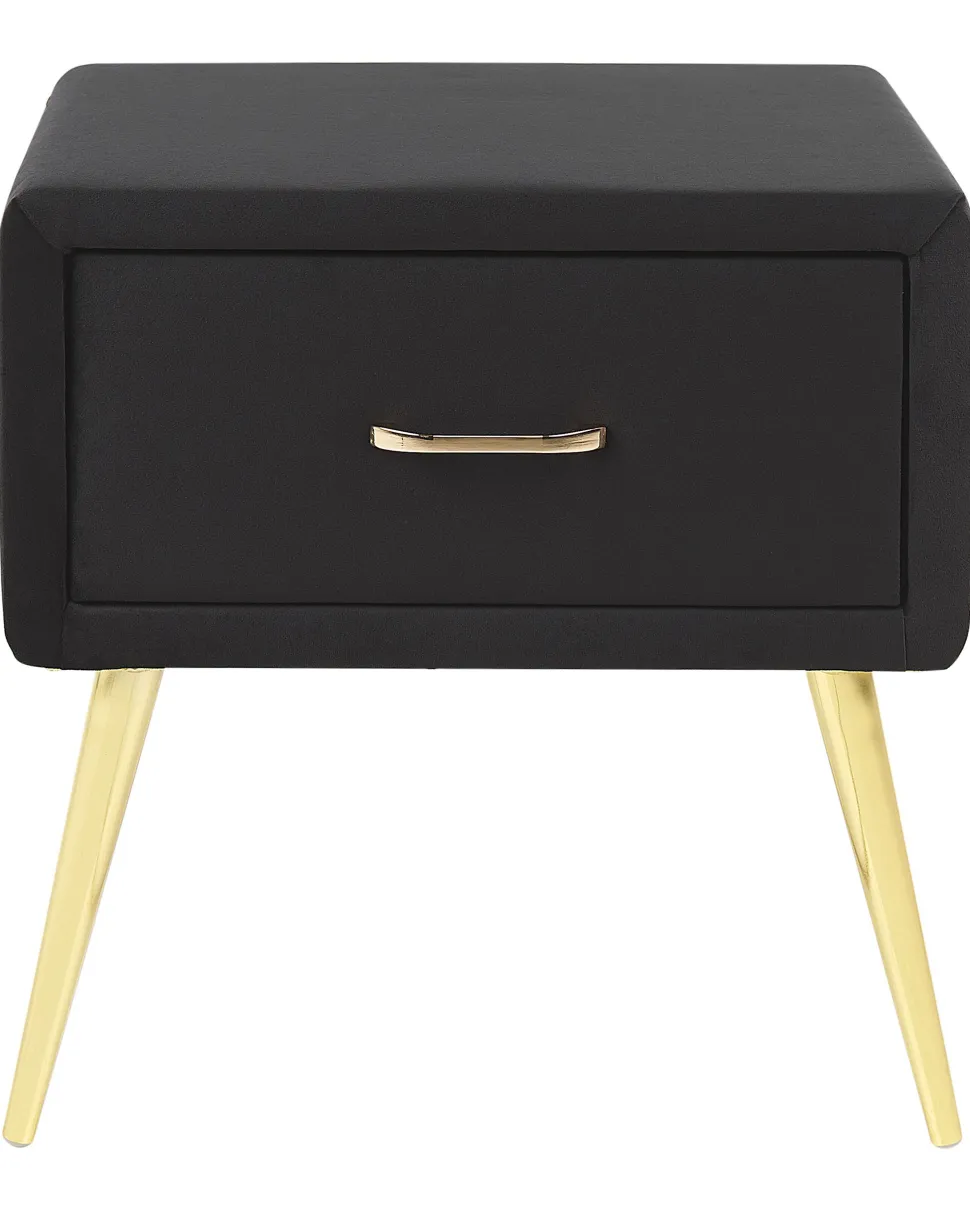 Mesa De Cabeceira Com 1 Gaveta Em Veludo Preto Flayat