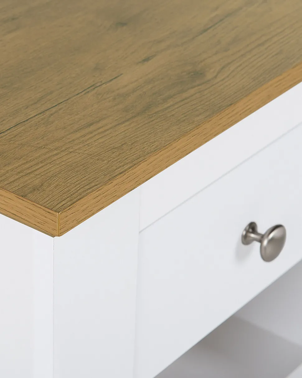 Mesa De Cabeceira Com 1 Gaveta Branca E Cor De Madeira Clara Winglay