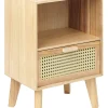 Mesa De Cabeceira Com 1 Gaveta Em Rattan Cor De Madeira Clara Seney