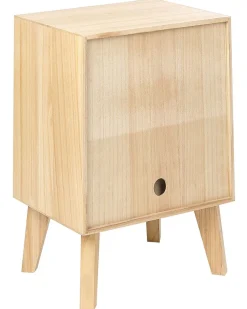 Mesa De Cabeceira Com 1 Gaveta Em Rattan Cor De Madeira Clara Seney