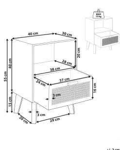 Mesa De Cabeceira Com 1 Gaveta Em Rattan Cor De Madeira Clara Seney