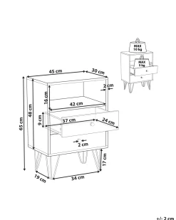 Mesa De Cabeceira Com 2 Gavetas Em Madeira Escura E Branco Arvin