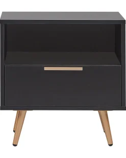 Mesa De Cabeceira Com 1 Gaveta Preta Indio