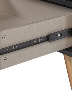 Mesa De Cabeceira Com 1 Gaveta Preta Indio