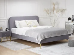 Mesa De Cabeceira Com 1 Gaveta Em Veludo Cinzento Flayat