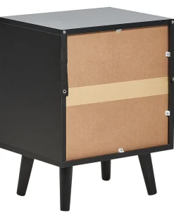 Mesa De Cabeceira Com 2 Gavetas Em Rattan Preto Opoco