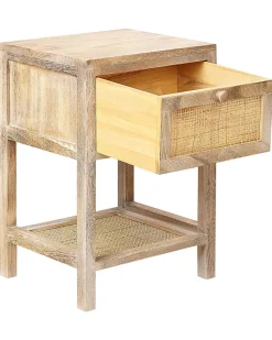 Mesa De Cabeceira Com 1 Gaveta Em Rattan Cor De Madeira Clara Esto