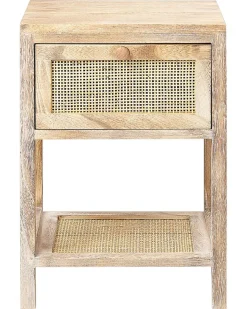 Mesa De Cabeceira Com 1 Gaveta Em Rattan Cor De Madeira Clara Esto
