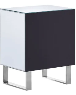 Mesa De Cabeceira Com 2 Gavetas Em Efeito Espelhado Prateado Nesle