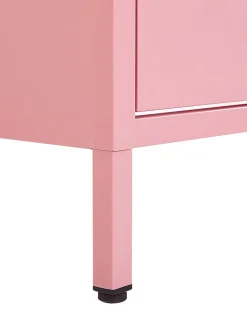 Mesa De Cabeceira Com 2 Gavetas Em Metal Rosa Malavi
