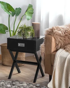Mesa De Cabeceira Com 1 Gaveta Preta Monroe