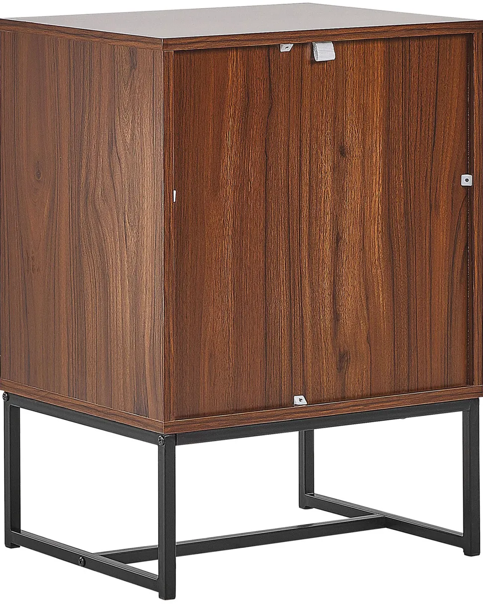 Mesa De Cabeceira Com 2 Gavetas Em Madeira Escura E Branco Nueva