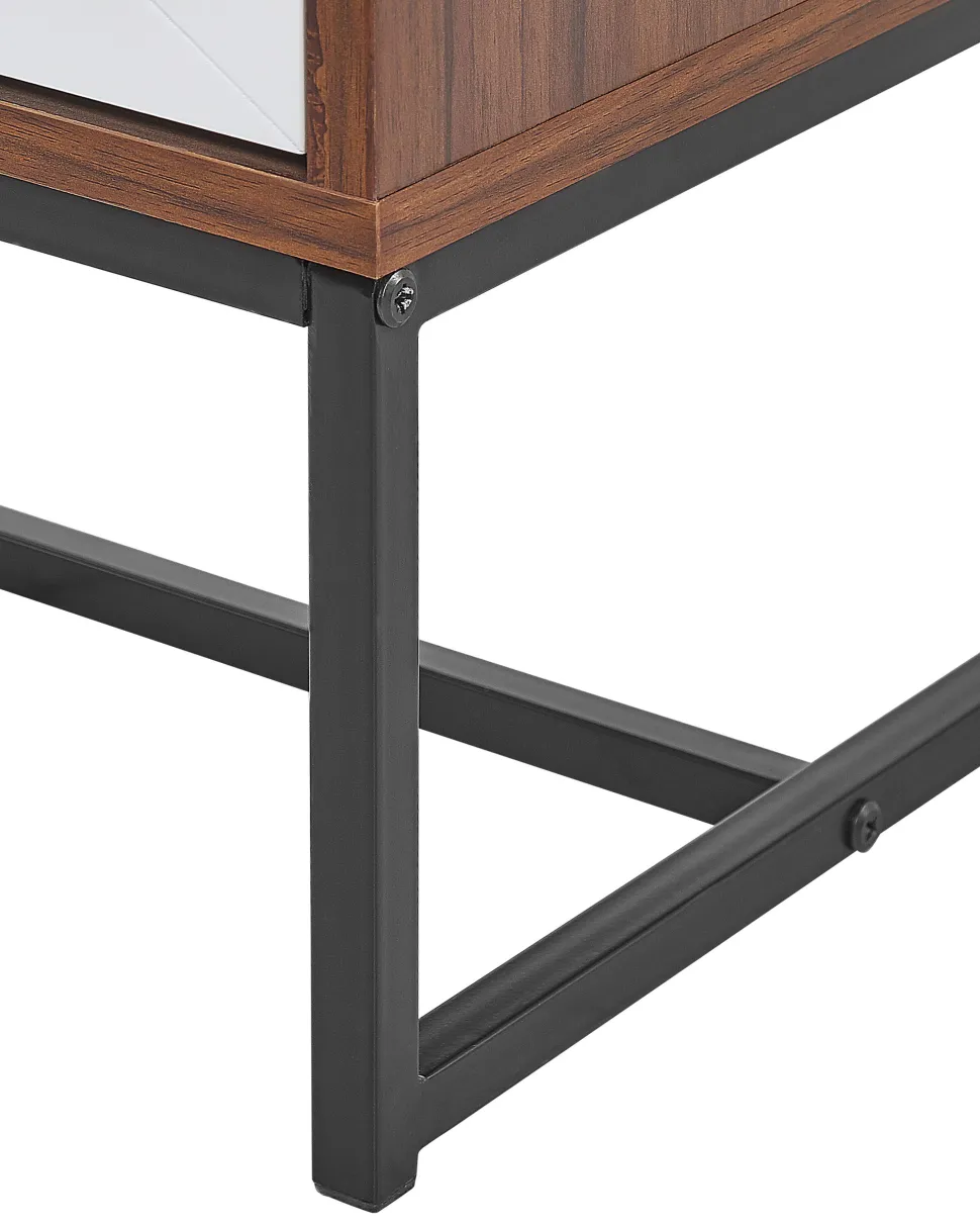 Mesa De Cabeceira Com 2 Gavetas Em Madeira Escura E Branco Nueva