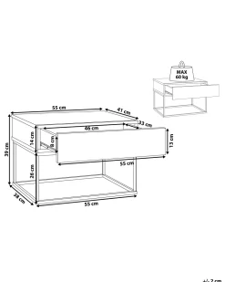 Mesa De Cabeceira Com 1 Gaveta Em Efeito De Concreto Cairo