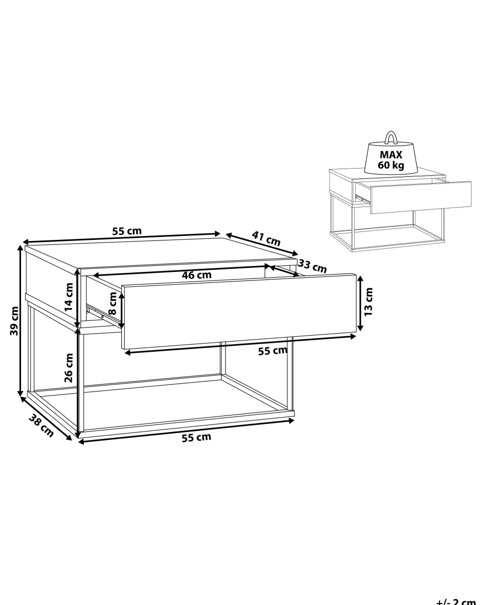 Mesa De Cabeceira Com 1 Gaveta Em Efeito De Concreto Cairo