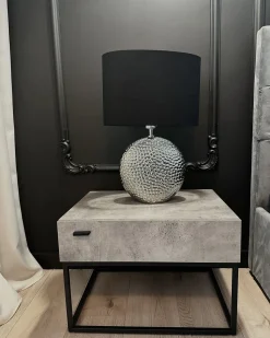 Mesa De Cabeceira Com 1 Gaveta Em Efeito De Concreto Cairo