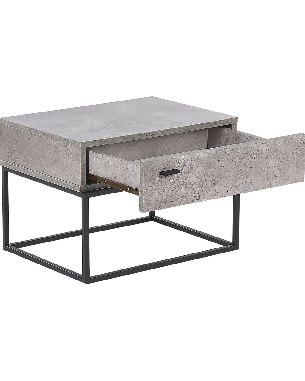 Mesa De Cabeceira Com 1 Gaveta Em Efeito De Concreto Cairo