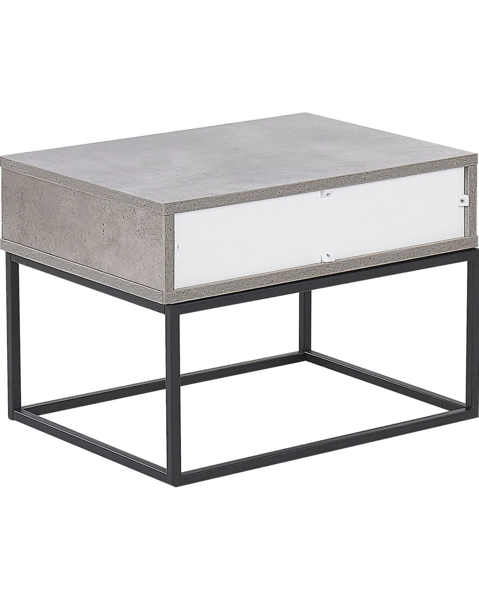 Mesa De Cabeceira Com 1 Gaveta Em Efeito De Concreto Cairo