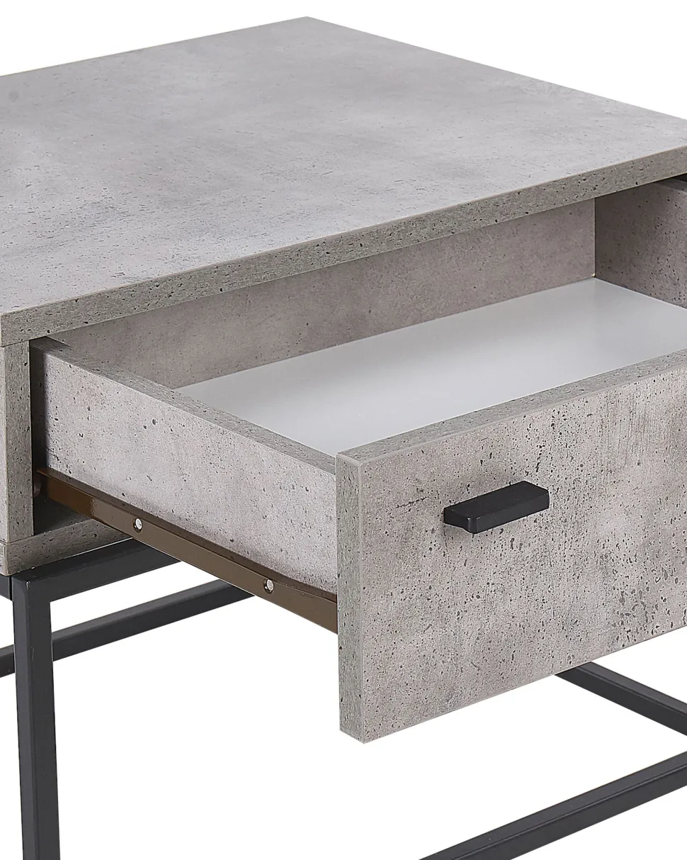 Mesa De Cabeceira Com 1 Gaveta Em Efeito De Concreto Cairo