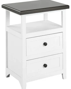 Mesa De Cabeceira Com 2 Gavetas Branca E Castanha Layola