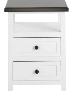 Mesa De Cabeceira Com 2 Gavetas Branca E Castanha Layola