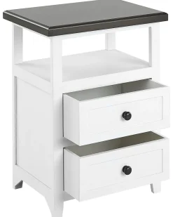 Mesa De Cabeceira Com 2 Gavetas Branca E Castanha Layola