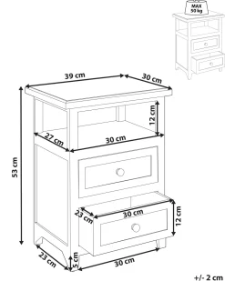 Mesa De Cabeceira Com 2 Gavetas Branca E Castanha Layola