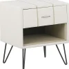 Mesa De Cabeceira Com 1 Gaveta Em Pele Sintetica Branca Betin