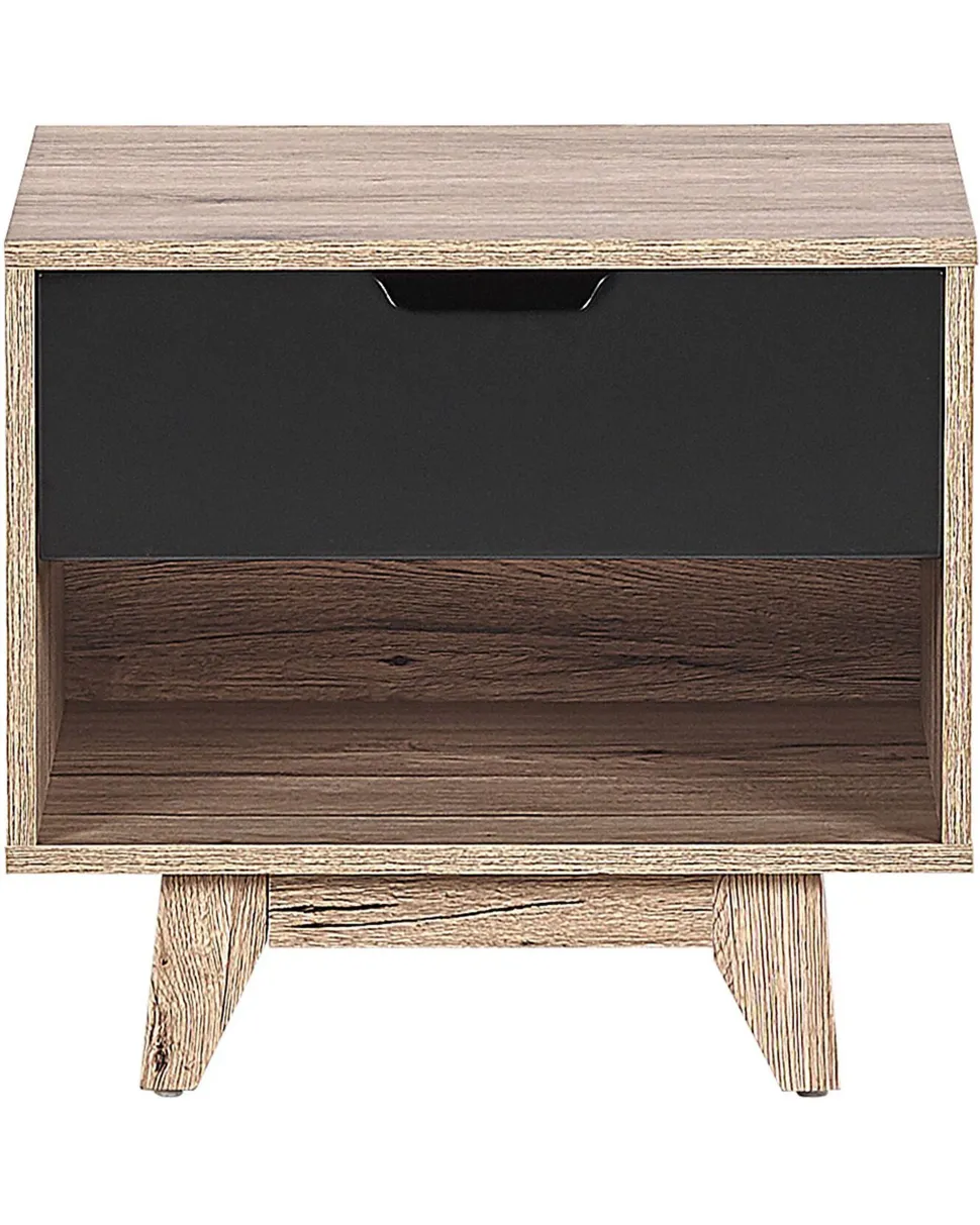 Mesa De Cabeceira Com 1 Gaveta Em Madeira Clara E Preto Spencer