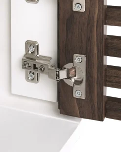 Mesa De Cabeceira Com 1 Porta Branca E Cor De Madeira Escura Rifle