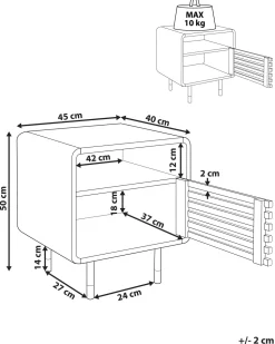 Mesa De Cabeceira Com 1 Porta Branca E Cor De Madeira Escura Rifle