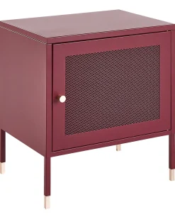 Mesa De Cabeceira Com 1 Porta Em Metal Vermelho Ossett
