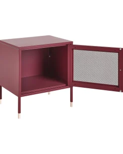 Mesa De Cabeceira Com 1 Porta Em Metal Vermelho Ossett