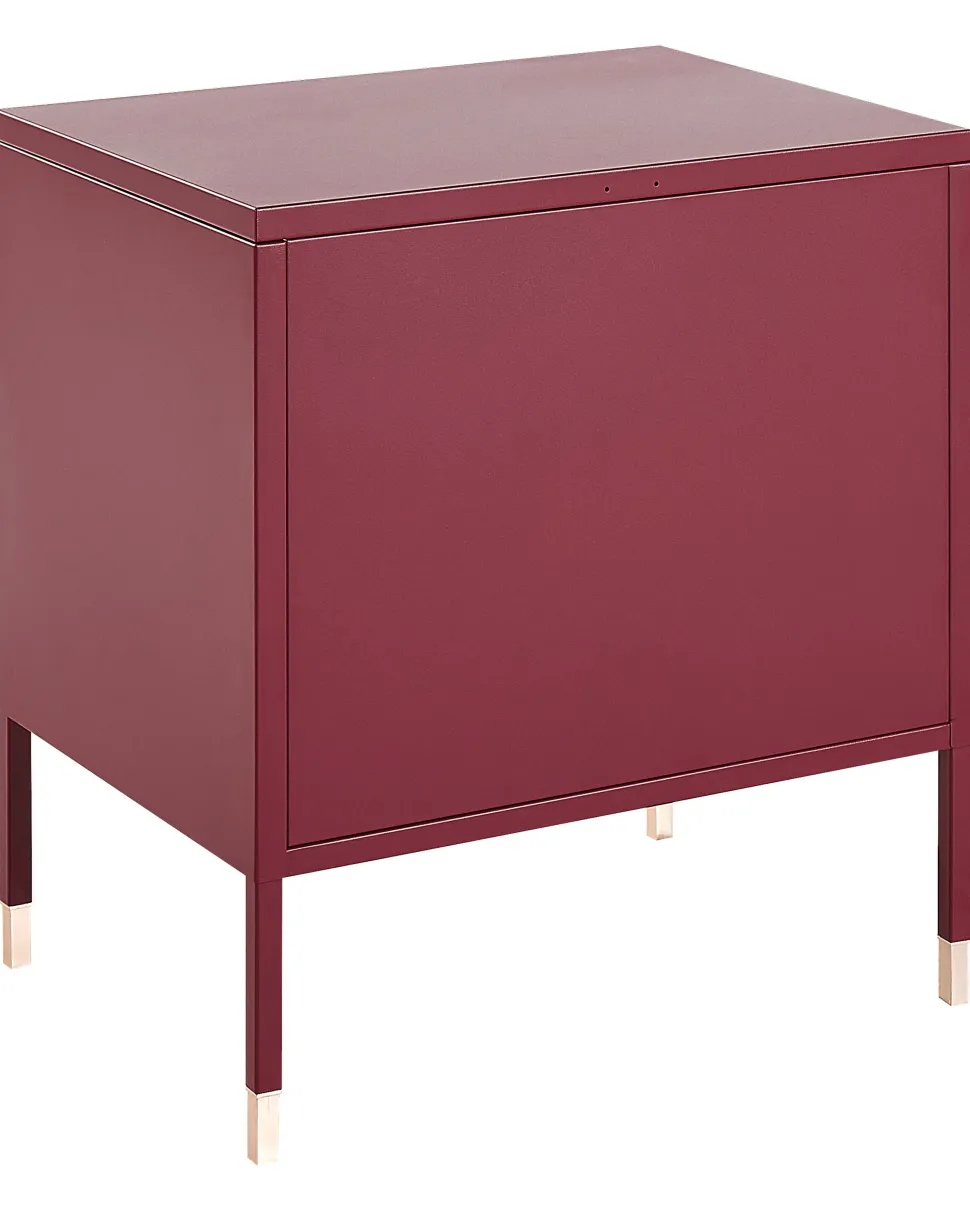 Mesa De Cabeceira Com 1 Porta Em Metal Vermelho Ossett