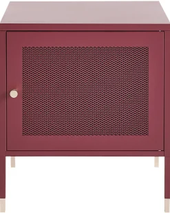 Mesa De Cabeceira Com 1 Porta Em Metal Vermelho Ossett