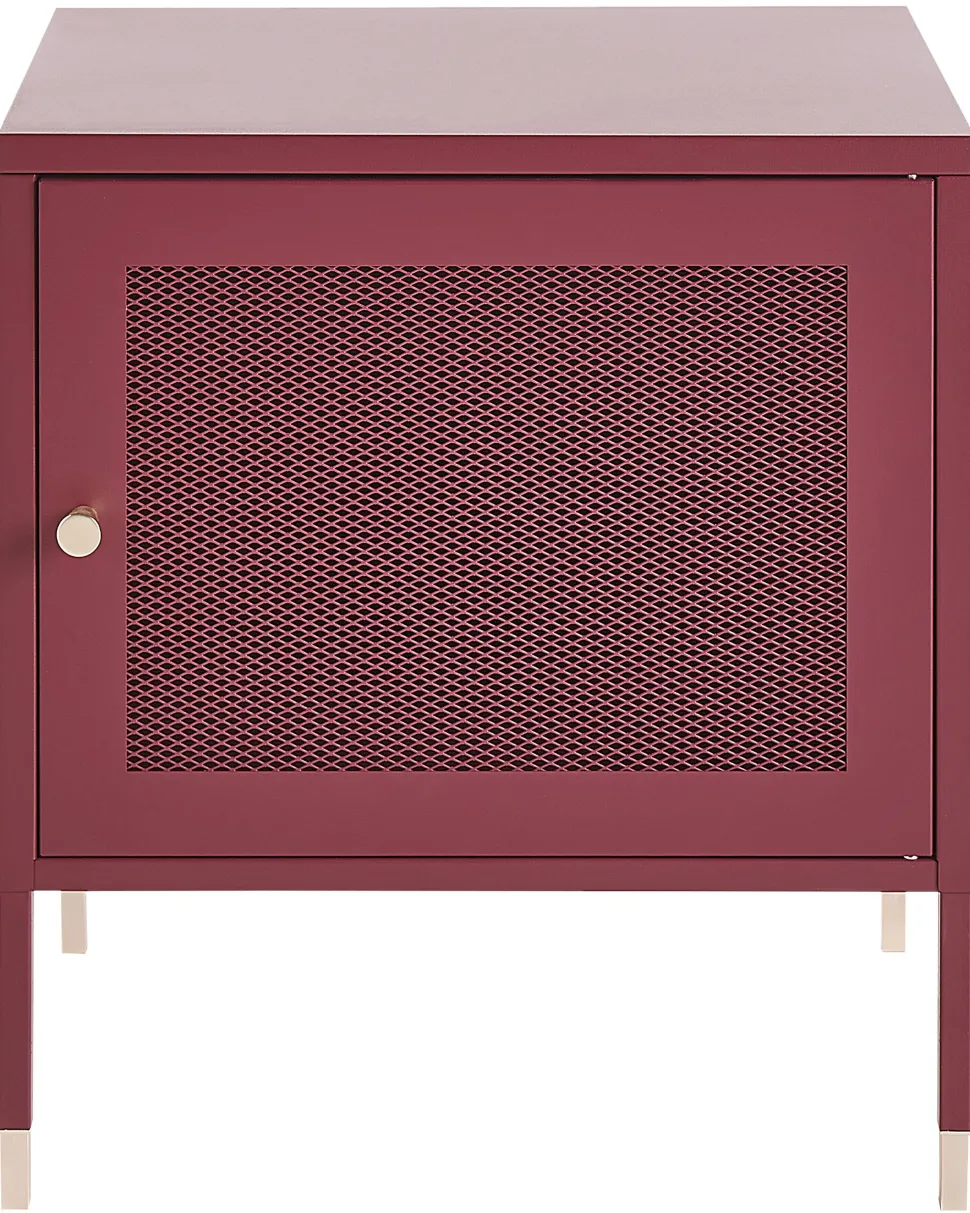 Mesa De Cabeceira Com 1 Porta Em Metal Vermelho Ossett